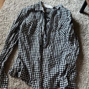 Converse One Star Men's Gray Checkered Plaid Collared Button Up Shirt Size Large